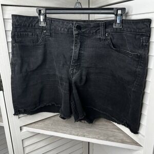 7 Seven for All Mankind Black Cut‎ Off Raw Hem Jean Shorts/Hot Pants Denim Sz 16